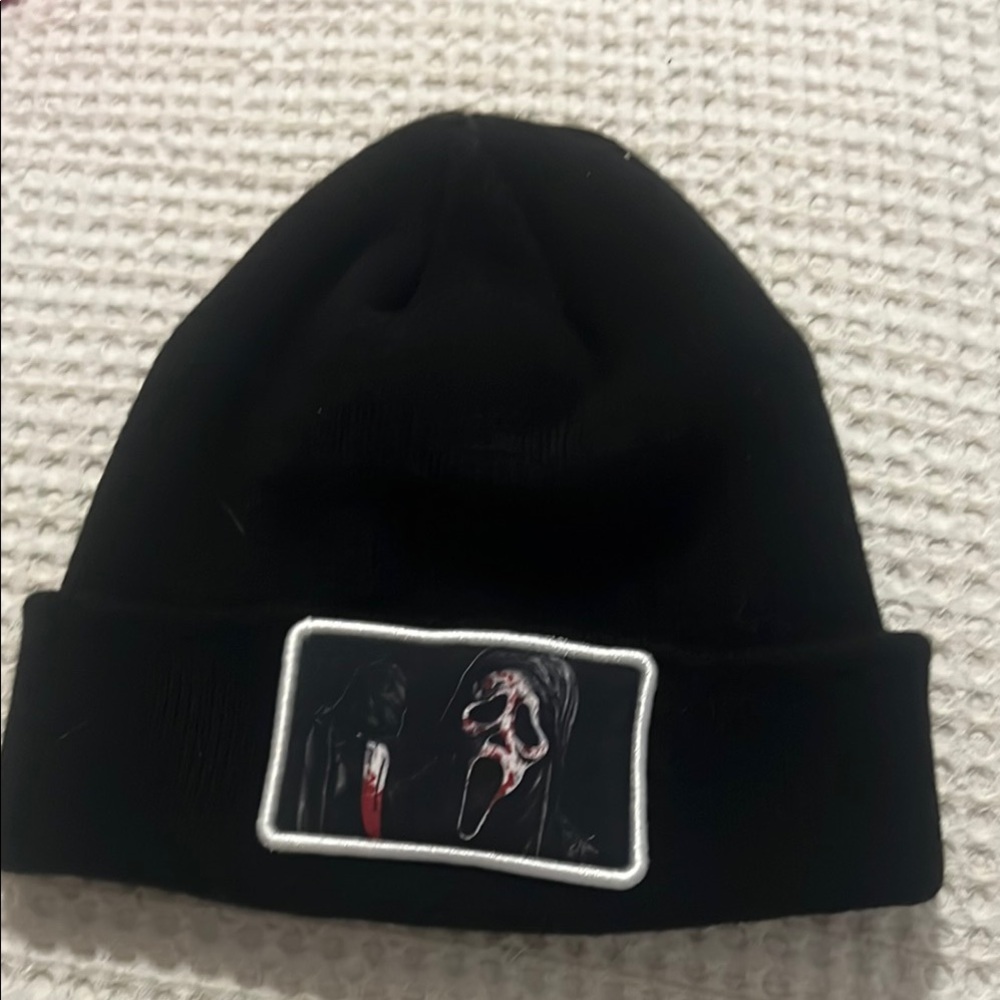 Classic Black Knit Winter Hat with Logo Patch